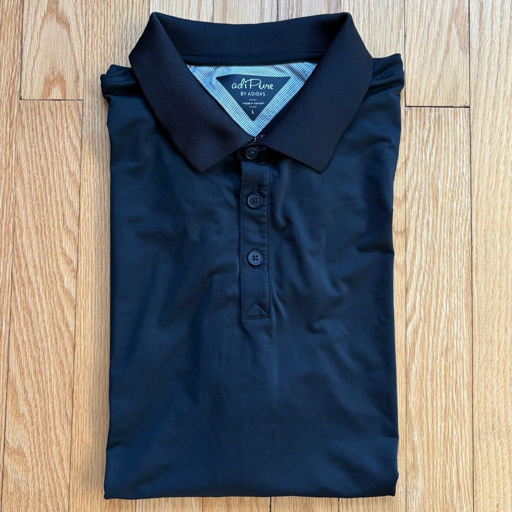 AdiPure by Adidas Men’s Short Sleeve Performance Polo Large Black Solid